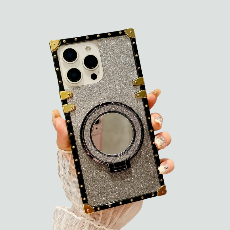 Glitter iPhone MagSafe Case | Magnetic Kickstand Mirror Cover