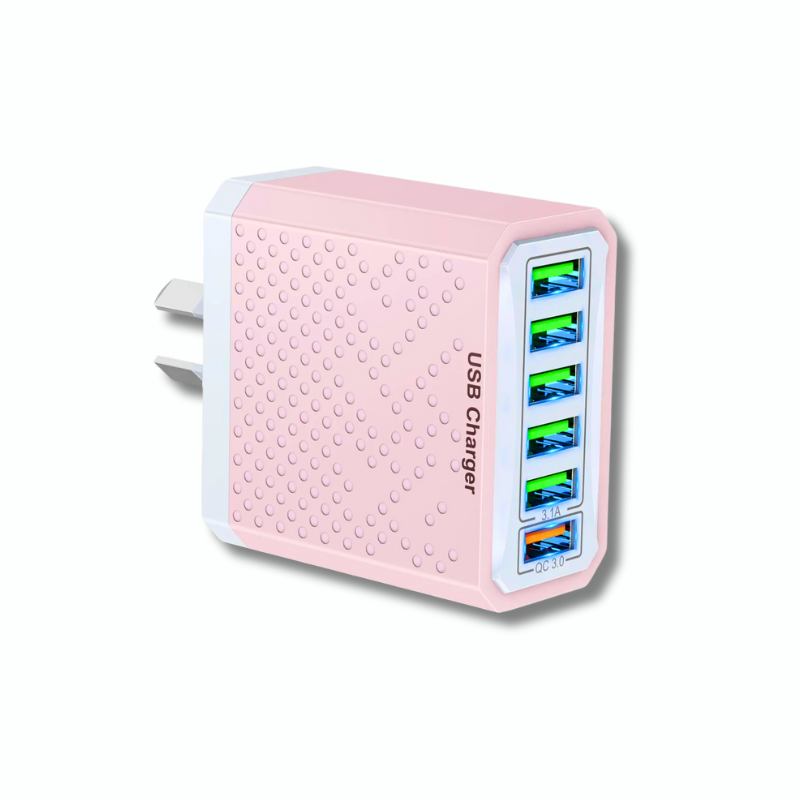 USB Wall Charging Adaptor 6 In 1 Multi USB 3.1A QC3.0 - Styleeo