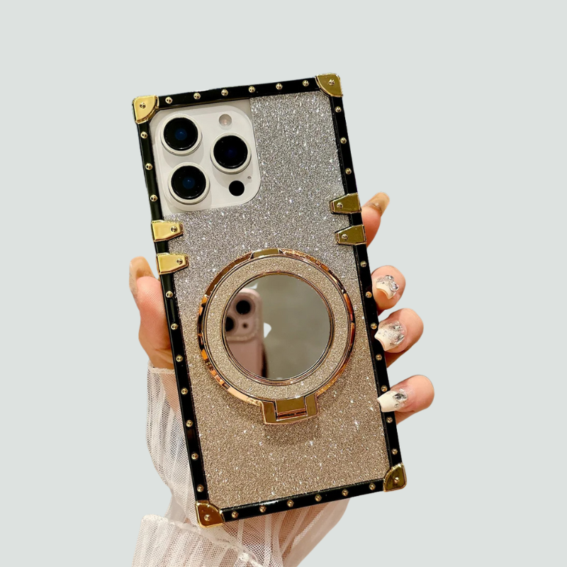 Glitter iPhone MagSafe Case | Magnetic Kickstand Mirror Cover