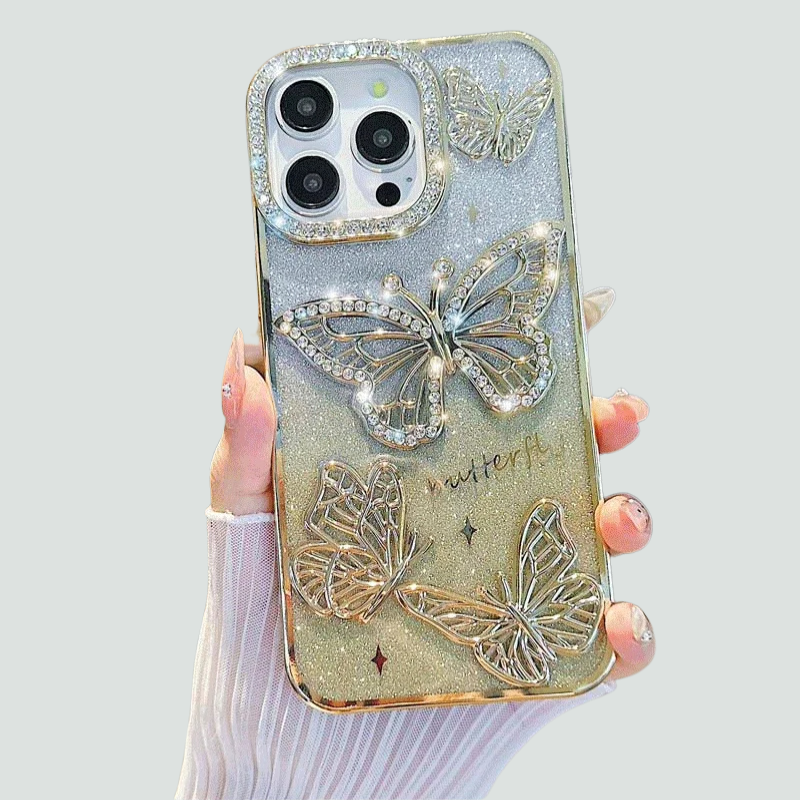 Butterfly iPhone Case | Diamond Glitters Plating Transparent Cover