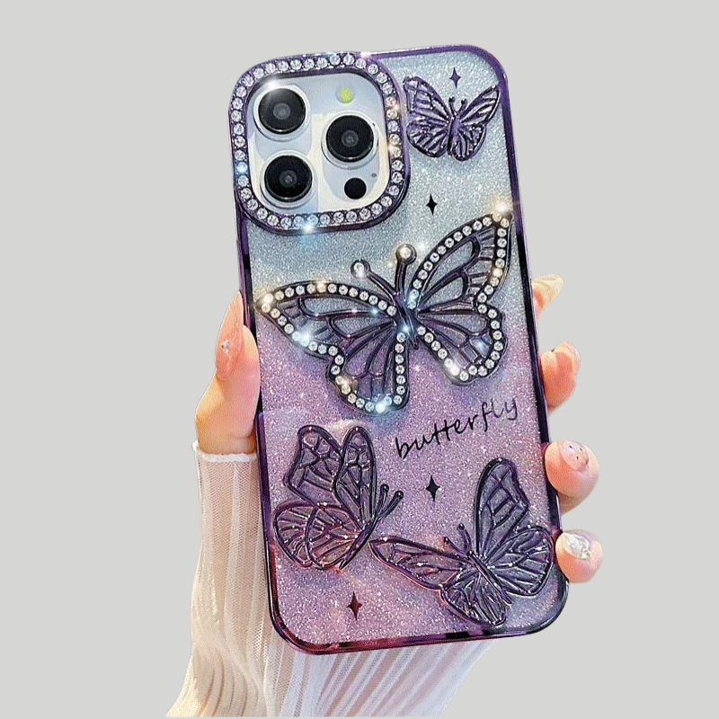 Butterfly iPhone Case | Diamond Glitters Plating Transparent Cover