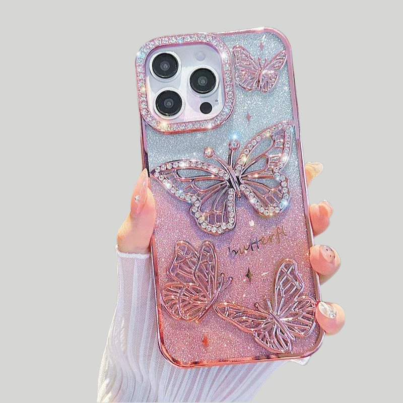 Butterfly iPhone Case | Diamond Glitters Plating Transparent Cover