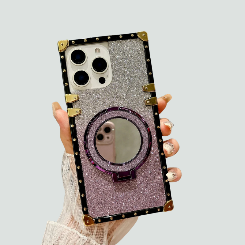 Glitter iPhone MagSafe Case | Magnetic Kickstand Mirror Cover