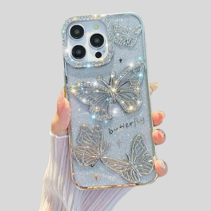 Butterfly iPhone Case | Diamond Glitters Plating Transparent Cover
