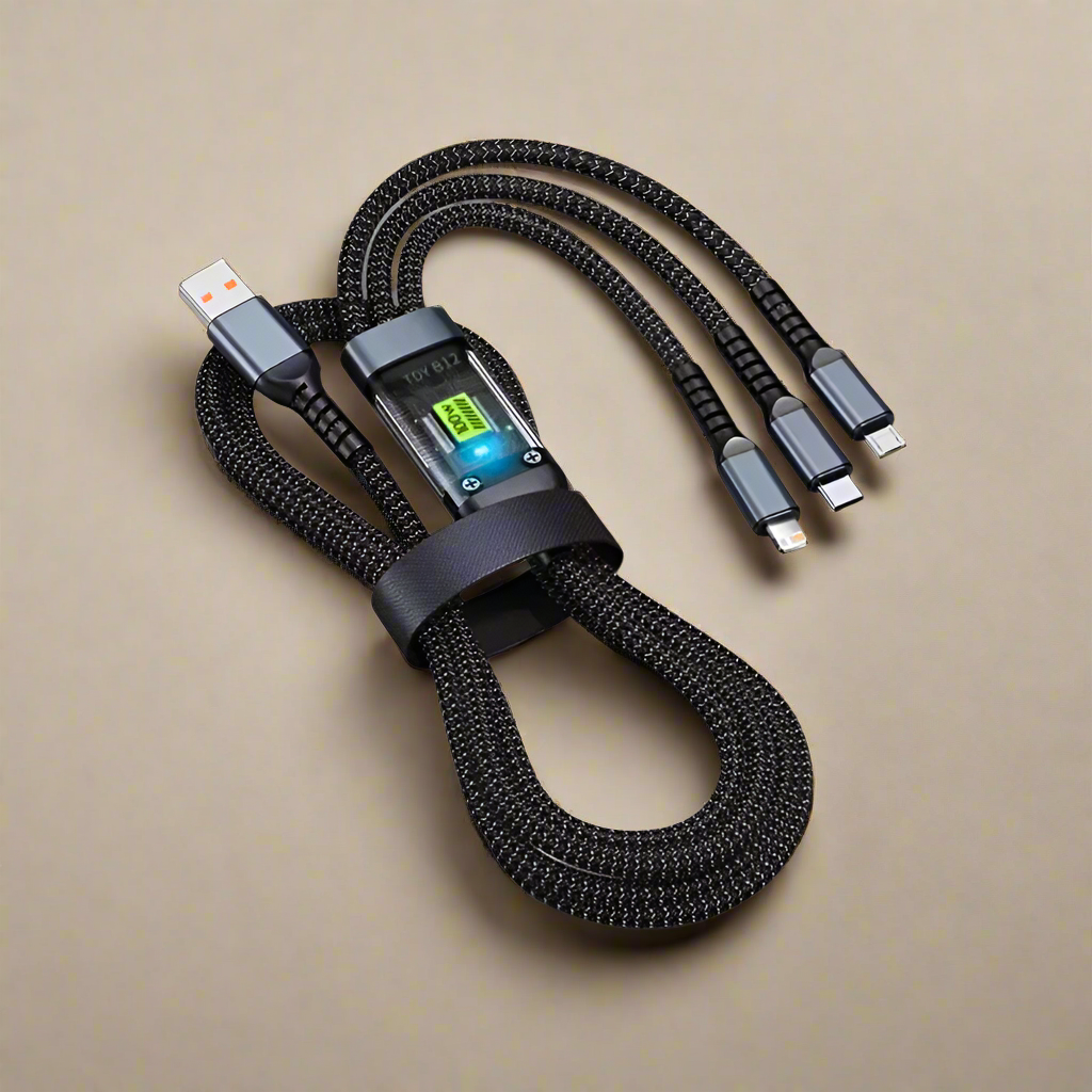 100W USB Charging Cable 3 In 1 Universal USB-C, Lightning, Micro USB - Styleeo