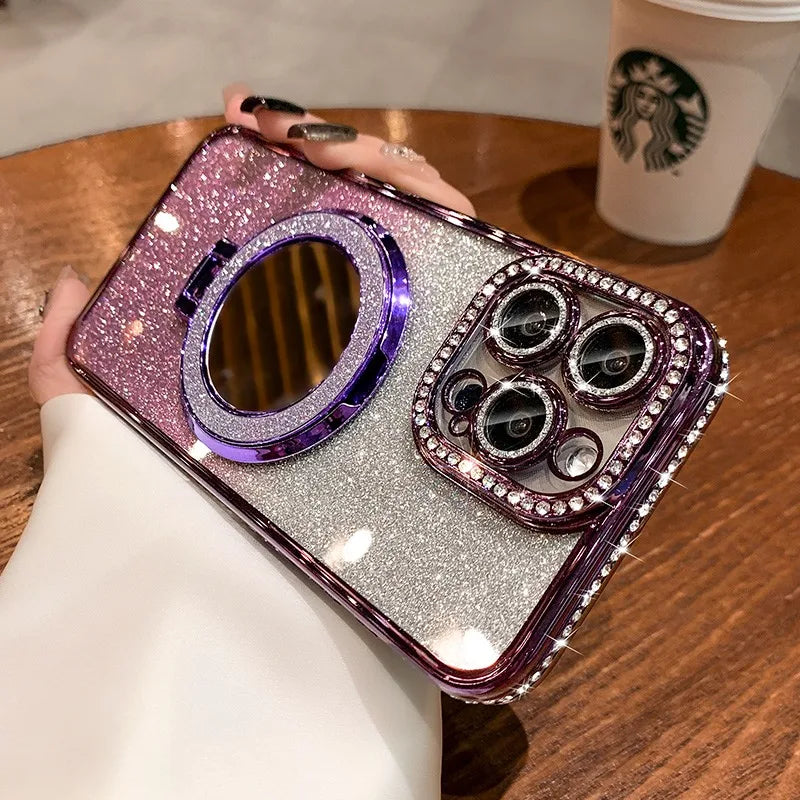 Diamond Glitter Mirror iPhone 16/15 Magsafe Clear Case