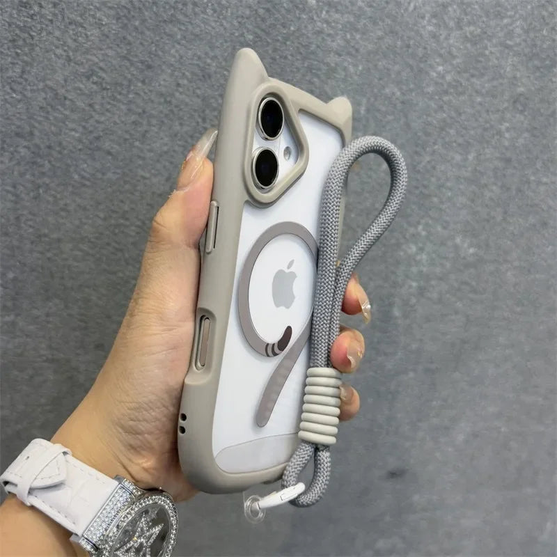 Cat Ear MagSafe iPhone Case With Wrist Strap