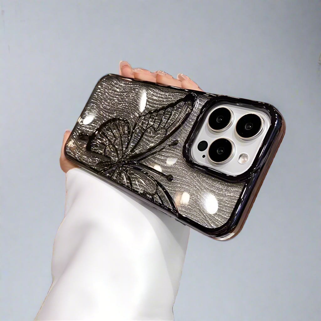 Luxury Butterfly iPhone Case | Gradient Glitter Soft Electroplated Cover