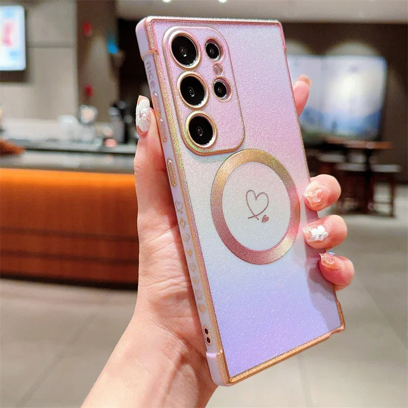 Magnetic Plating Samsung Wireless Charging Case - Styleeo
