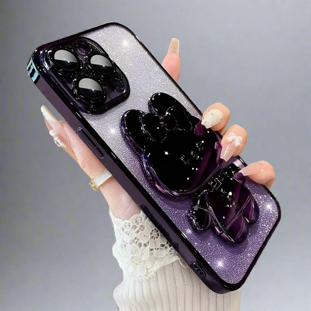 Gradient iPhone Case | Glitters Bunny Mirror Kickstand Cover