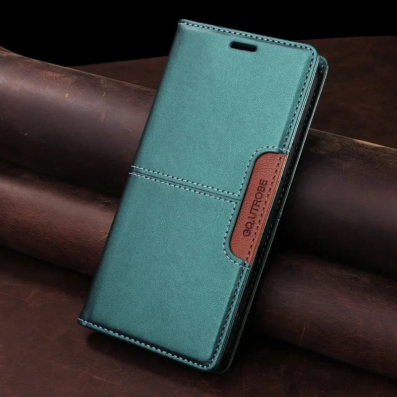 RFID Leather iPhone 16/15 Magnetic Flip Cover Wallet Case