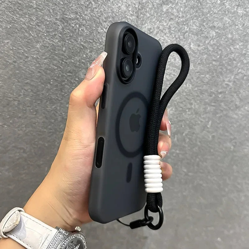 Magsafe iPhone Case | Matte Soft TPU Cover With Wrist Strap