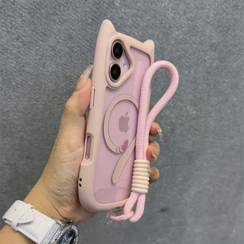 Cat Ear MagSafe iPhone Case With Wrist Strap