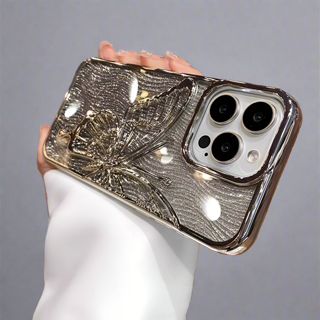 Luxury Butterfly iPhone Case | Gradient Glitter Soft Electroplated Cover