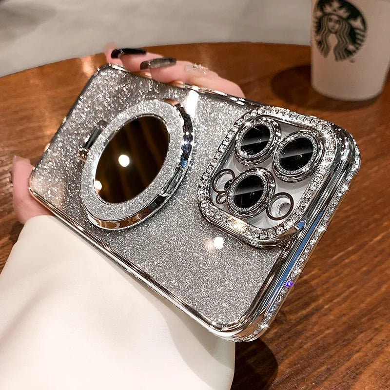 Diamond Glitter Mirror iPhone 16/15 Magsafe Clear Case