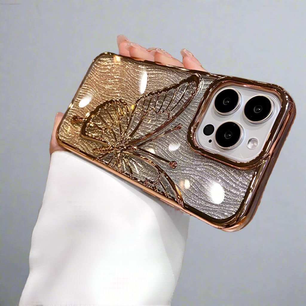 Luxury Butterfly iPhone Case | Gradient Glitter Soft Electroplated Cover