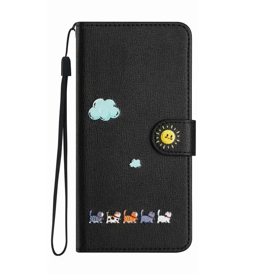 Cat Print iPhone Leather Flip Cover Wallet Case