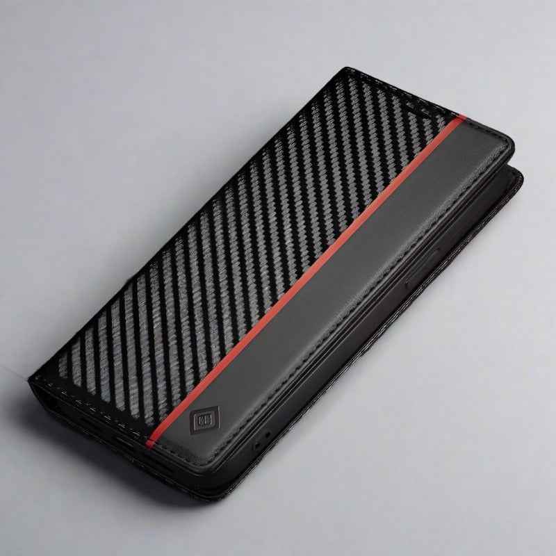 Samsung S23 Phone Case | Carbon Fiber Leather Cardholder Magnetic Wallet