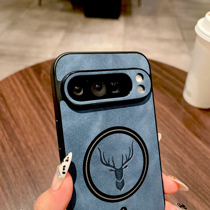 Leather Deer Pattern Google Pixel Wireless Charging Case - Styleeo