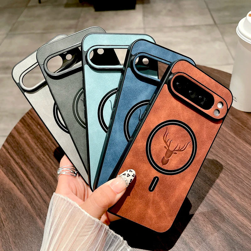 Leather Deer Pattern Google Pixel Wireless Charging Case - Styleeo