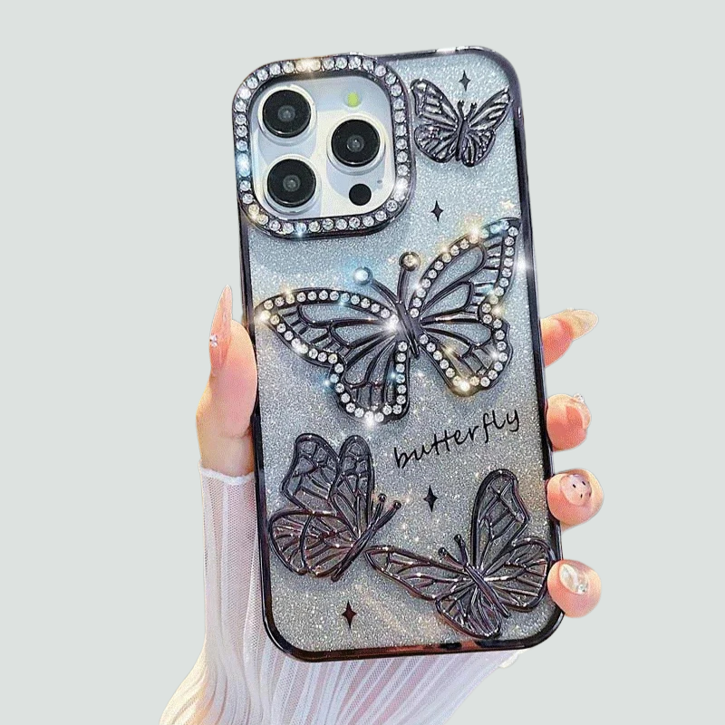 Butterfly iPhone Case | Diamond Glitters Plating Transparent Cover