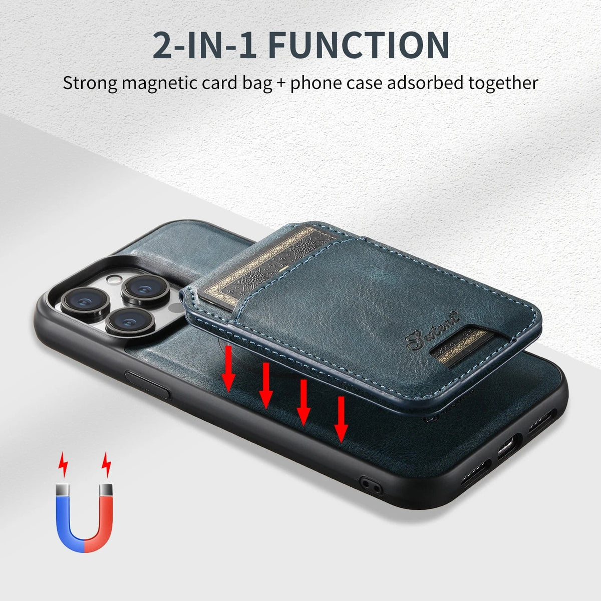 2 In 1 Magnetic Detachable iPhone 16 Leather Wallet Case