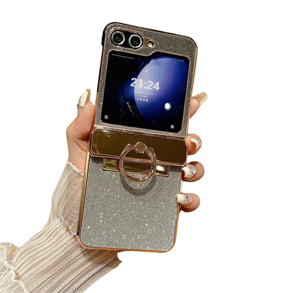 Gradient Glitter Diamond Samsung Z Flip Ring Holder Case