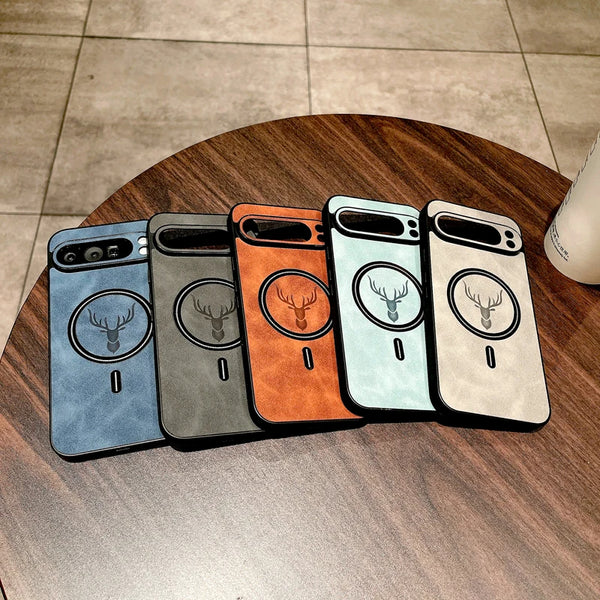 Leather Deer Pattern Google Pixel Wireless Charging Case - Styleeo
