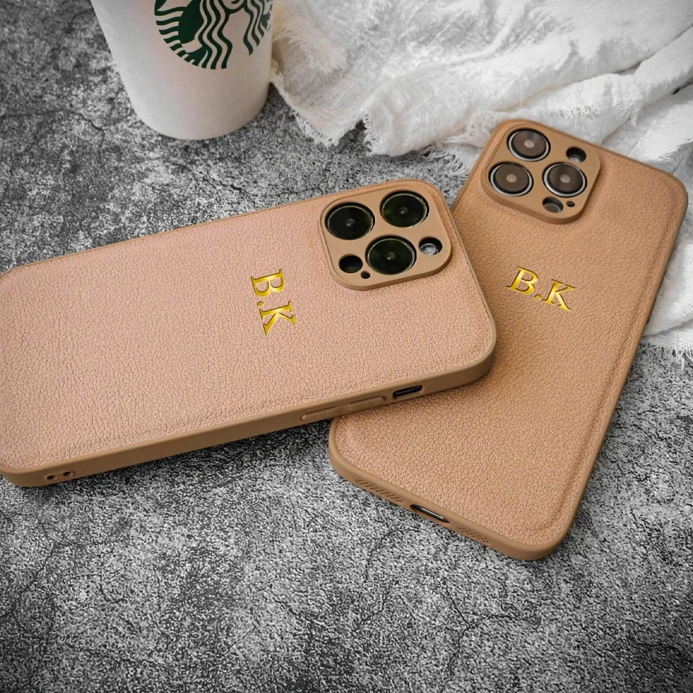 Personalised Custom Name Initial iPhone Leather Case