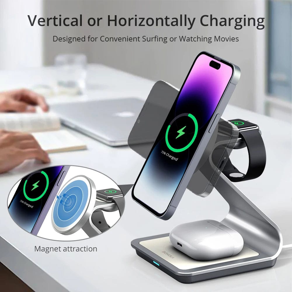 Wireless Charging Station | 3 In 1 Magnetic Charger