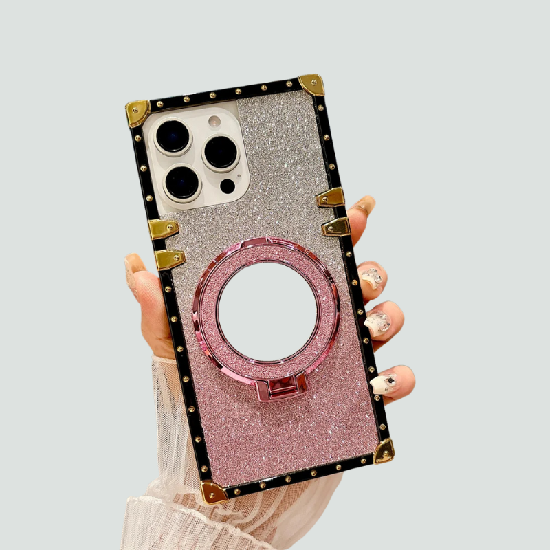 Glitter iPhone MagSafe Case | Magnetic Kickstand Mirror Cover