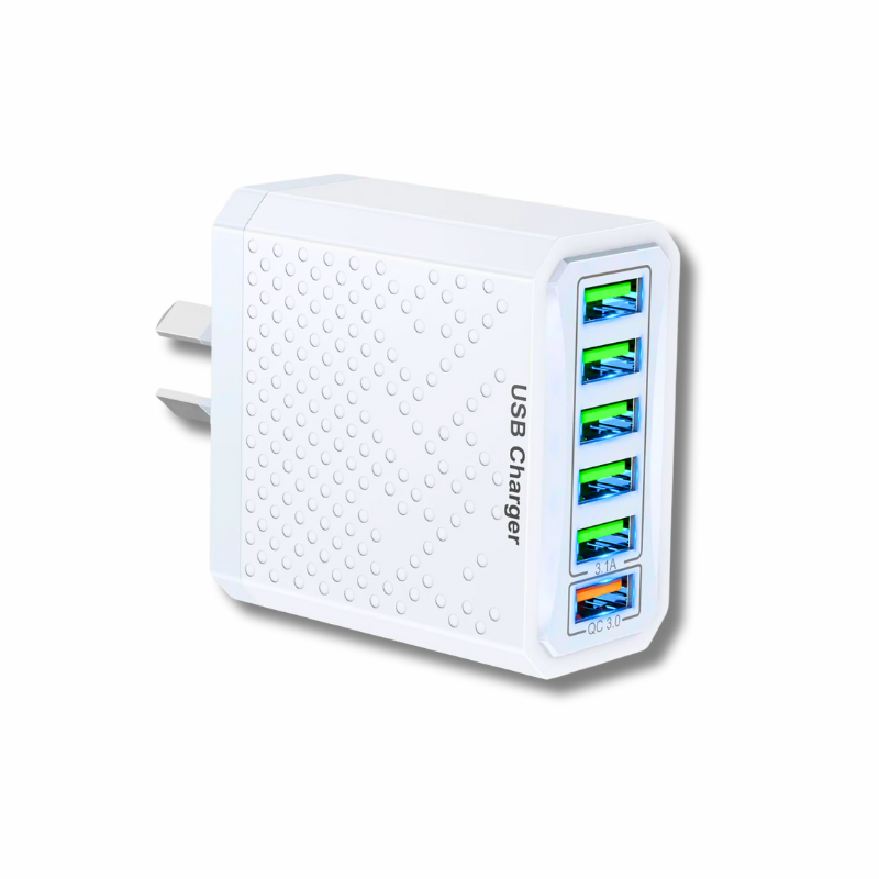 USB Wall Charging Adaptor 6 In 1 Multi USB 3.1A QC3.0 - Styleeo