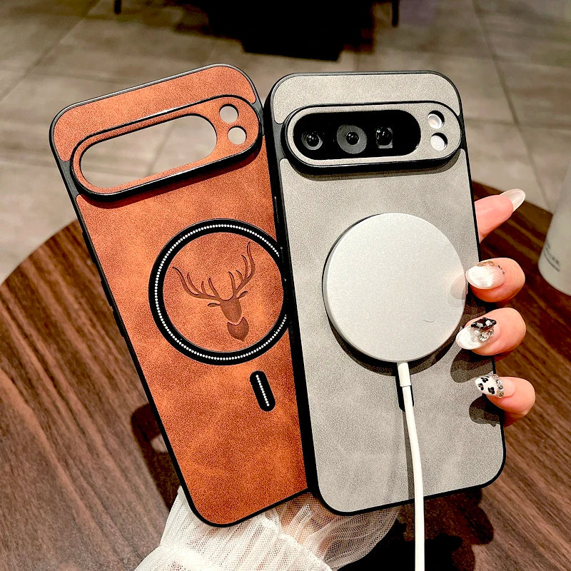 Leather Deer Pattern Google Pixel Wireless Charging Case - Styleeo