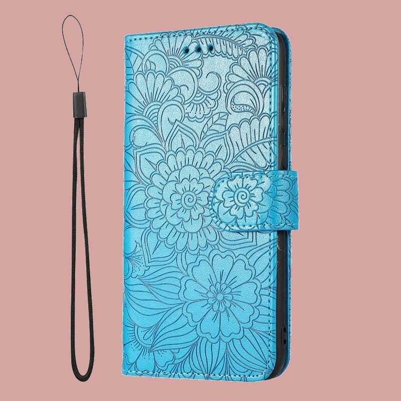 3D Floral Flip Wallet Case For Samsung Galaxy S7 / Blue 3D Floral Flip Wallet Case For Samsung Galaxy Styleeo