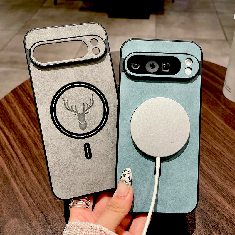 Leather Deer Pattern Google Pixel Wireless Charging Case - Styleeo