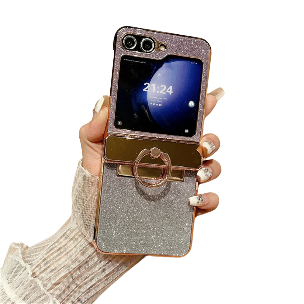 Gradient Glitter Diamond Samsung Z Flip Ring Holder Case