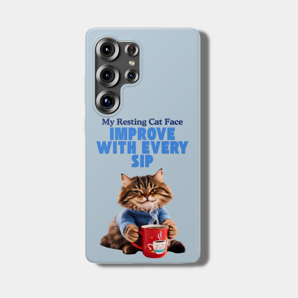 Custom Print Cat and Coffee Samsung Galaxy Phone Cases