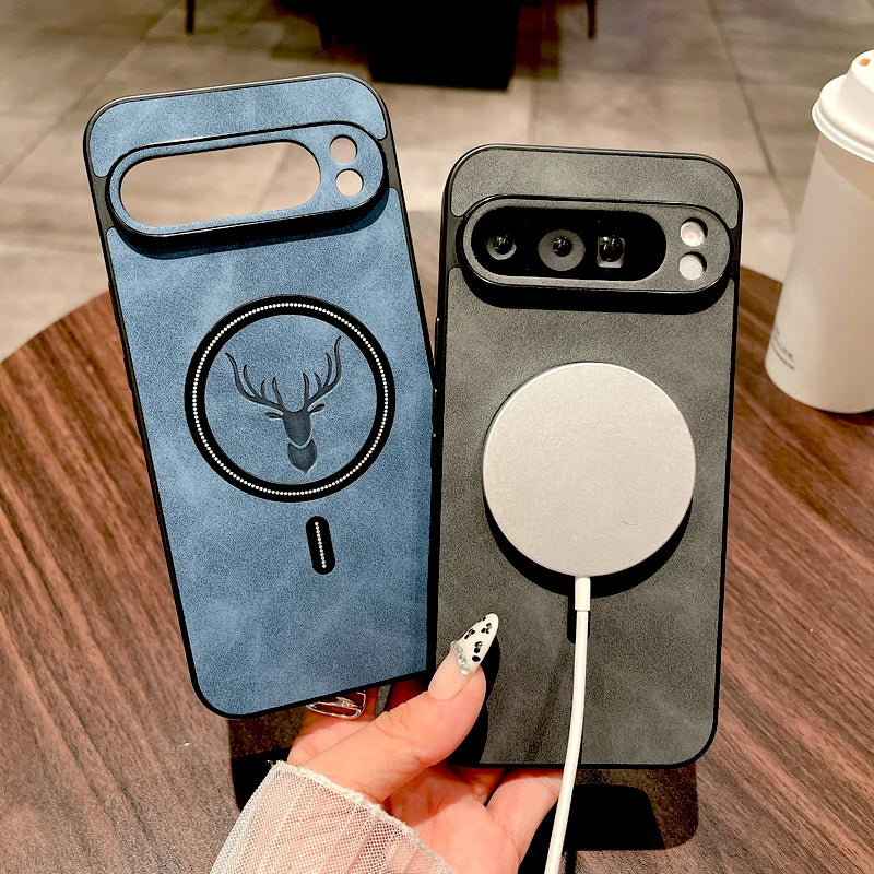 Leather Deer Pattern Google Pixel Wireless Charging Case - Styleeo