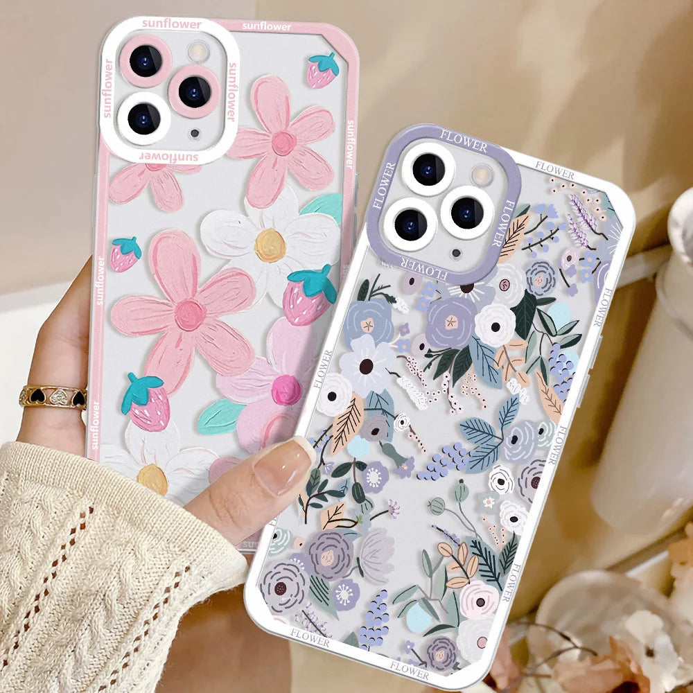 Flower Pattern iPhone Clear Protective Case