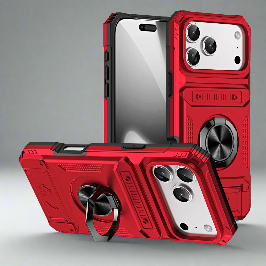 Shockproof iPhone 17 Magnetic Ring Cardholder Case
