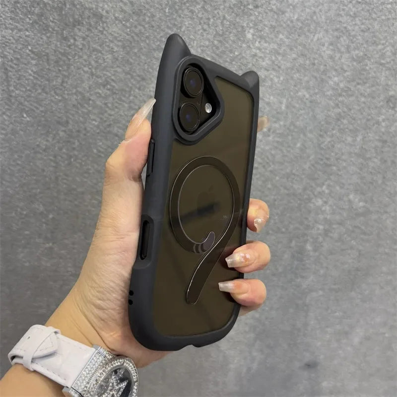 Cat Ear MagSafe iPhone Case With Wrist Strap - Styleeo