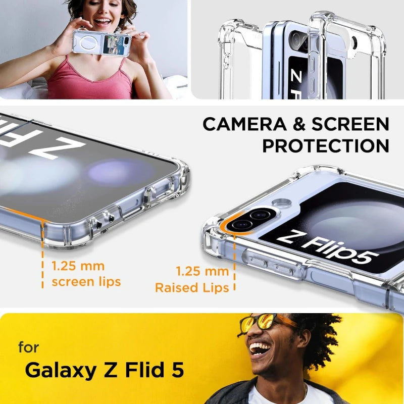 Samsung Galaxy Z Flip Transparent Case | Shockproof MagSafe Wireless Charging Cover - Styleeo