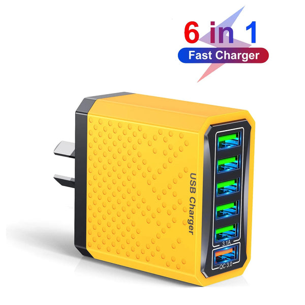 USB Wall Charging Adaptor 6 In 1 Multi USB 3.1A QC3.0 - Styleeo