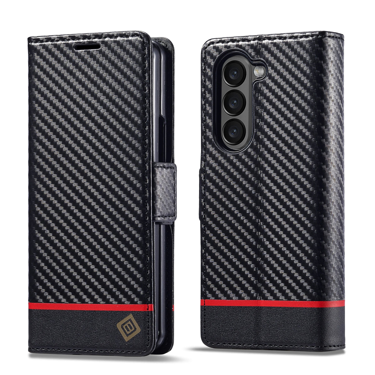 Carbon Fiber Samsung Z Fold Magnetic Flip Cover Wallet Case