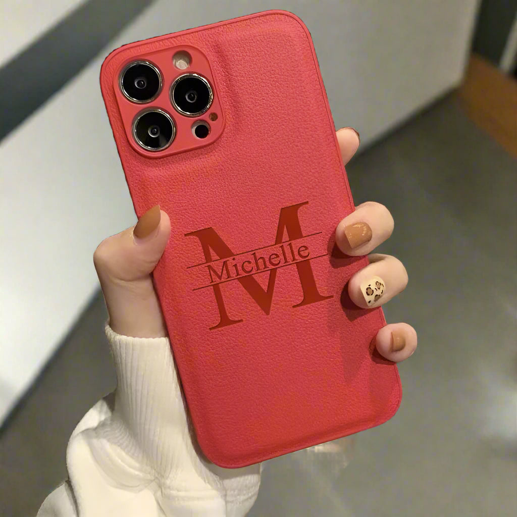 Personalised iPhone Case Laser Engraving Leather Cover - Styleeo