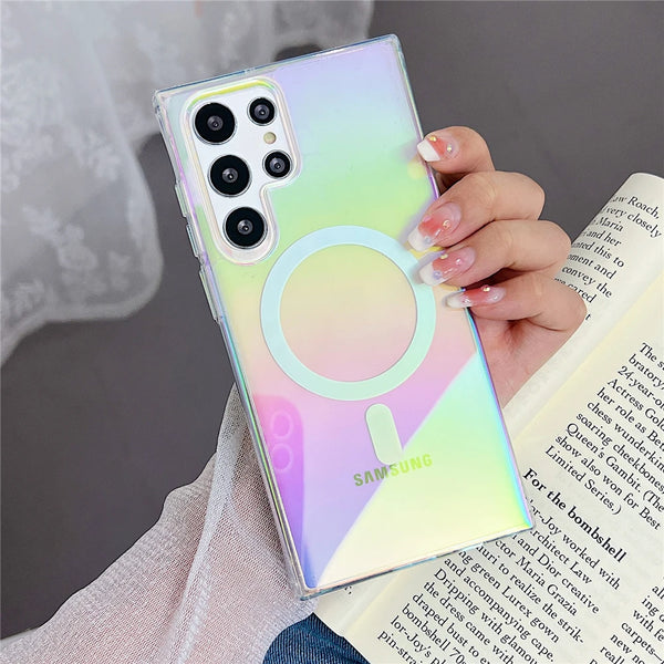 Laser Rainbow Transparent Samsung Wireless Charging Case