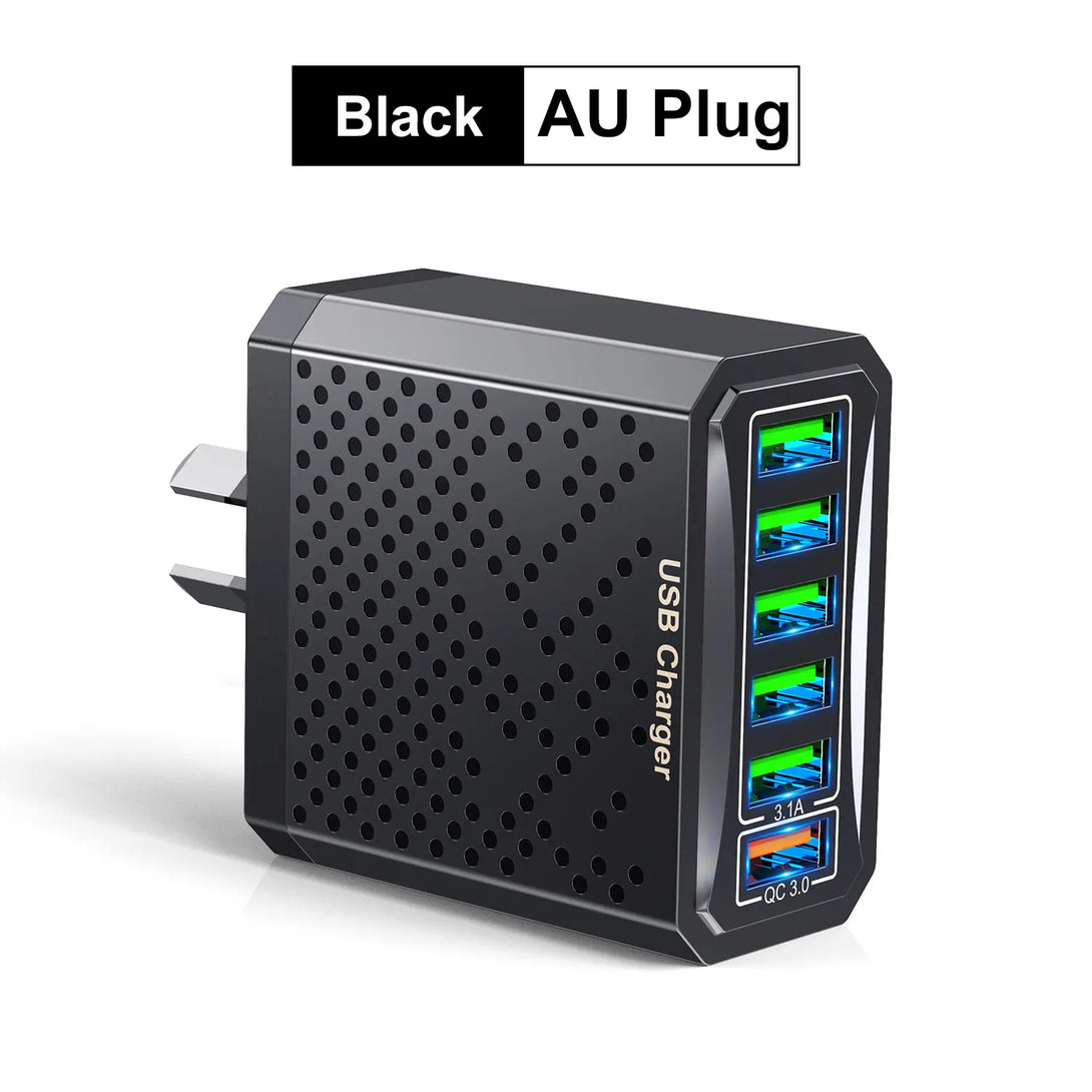 USB Wall Charging Adaptor 6 In 1 Multi USB 3.1A QC3.0 - Styleeo