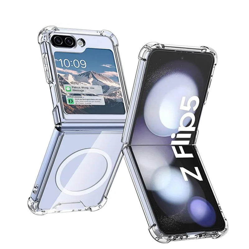 Samsung Galaxy Z Flip Transparent Case | Shockproof MagSafe Wireless Charging Cover - Styleeo