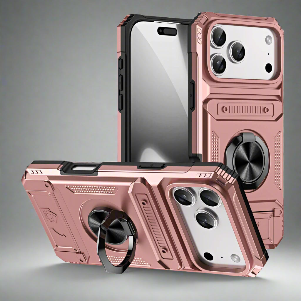 Shockproof iPhone 17 Magnetic Ring Cardholder Case