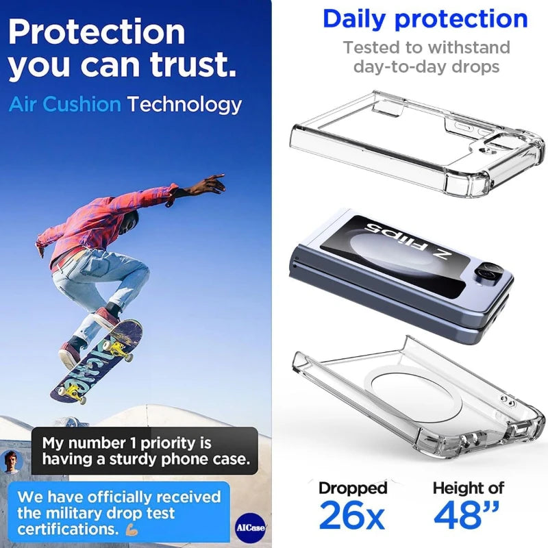 Samsung Galaxy Z Flip Transparent Case | Shockproof MagSafe Wireless Charging Cover - Styleeo